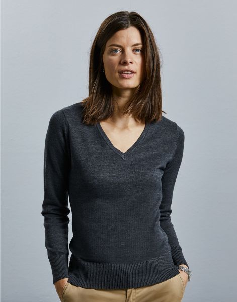 ladies' v-neck knitted pullover