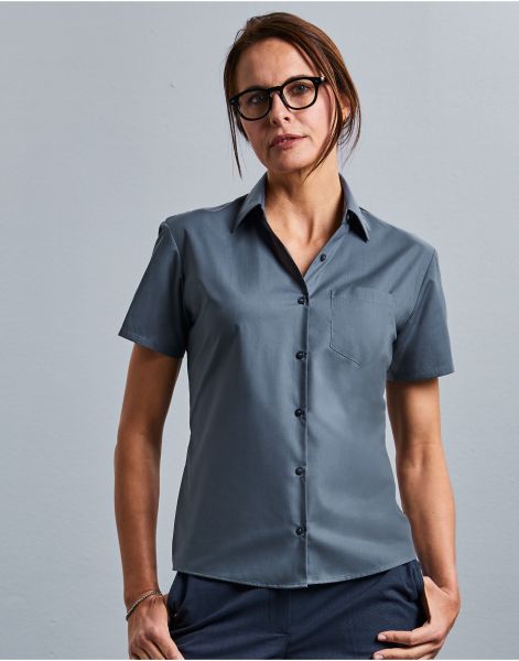 ladies' short sleeve polycotton easy care poplin shirt