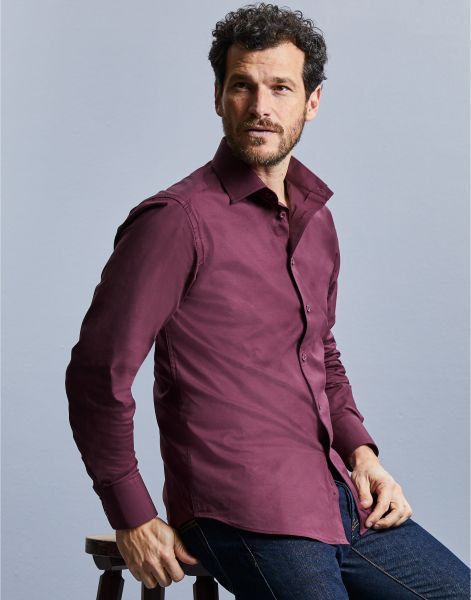 men's long sleeve easy care fitted shirt