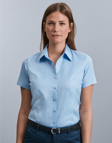 ladies' short sleeve herringbone shirt