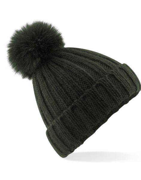 Verbier Faux Fur Pop Pom Chunky Beanie